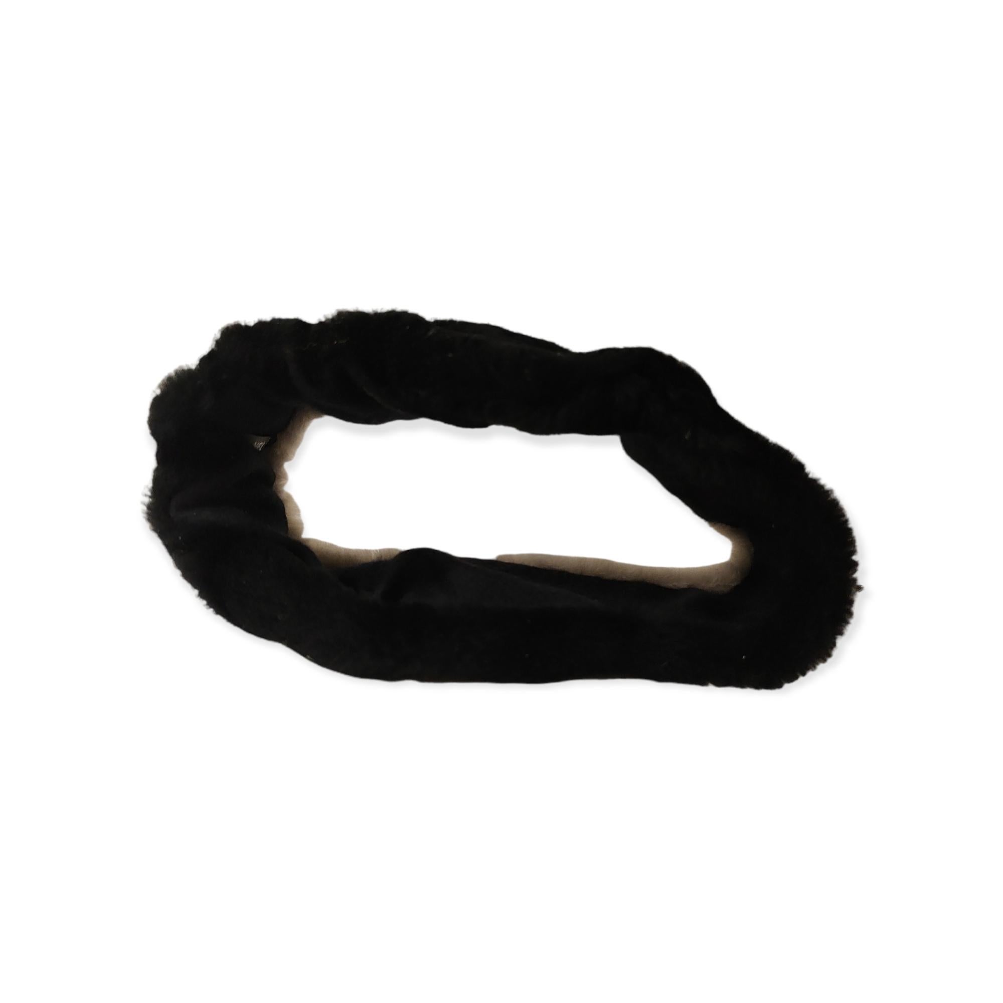 Black Chanel multicoloured sheepskin cashmere headband neck warmer