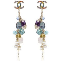 Chanel multicoloured stones pendant earrings