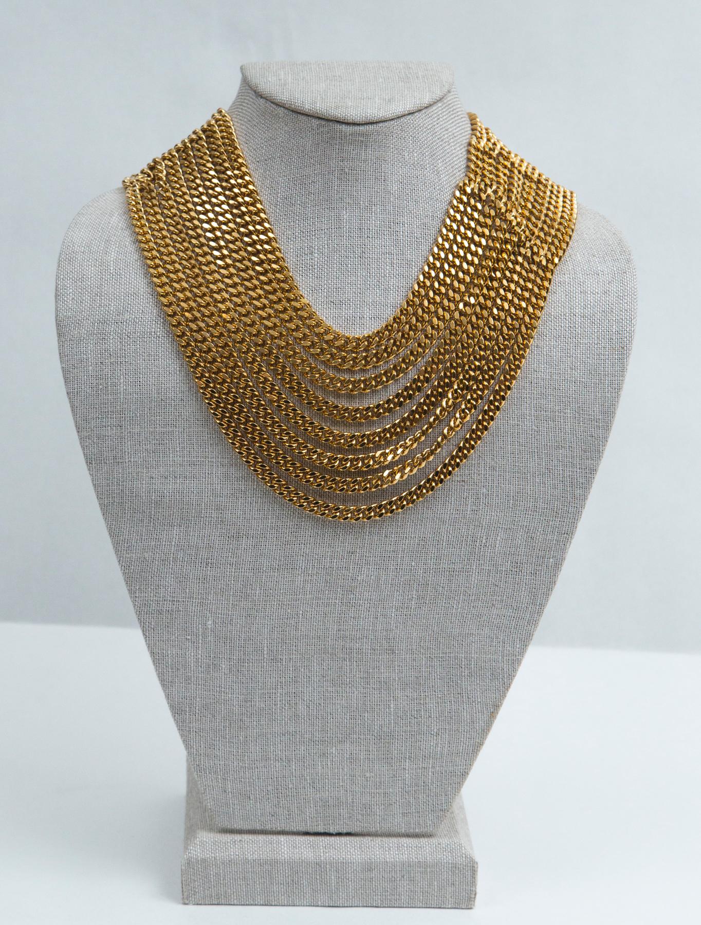 Chanel Multiple Layer Gold Chain Necklace, Stamped with Chanel, CC, Made in France 
