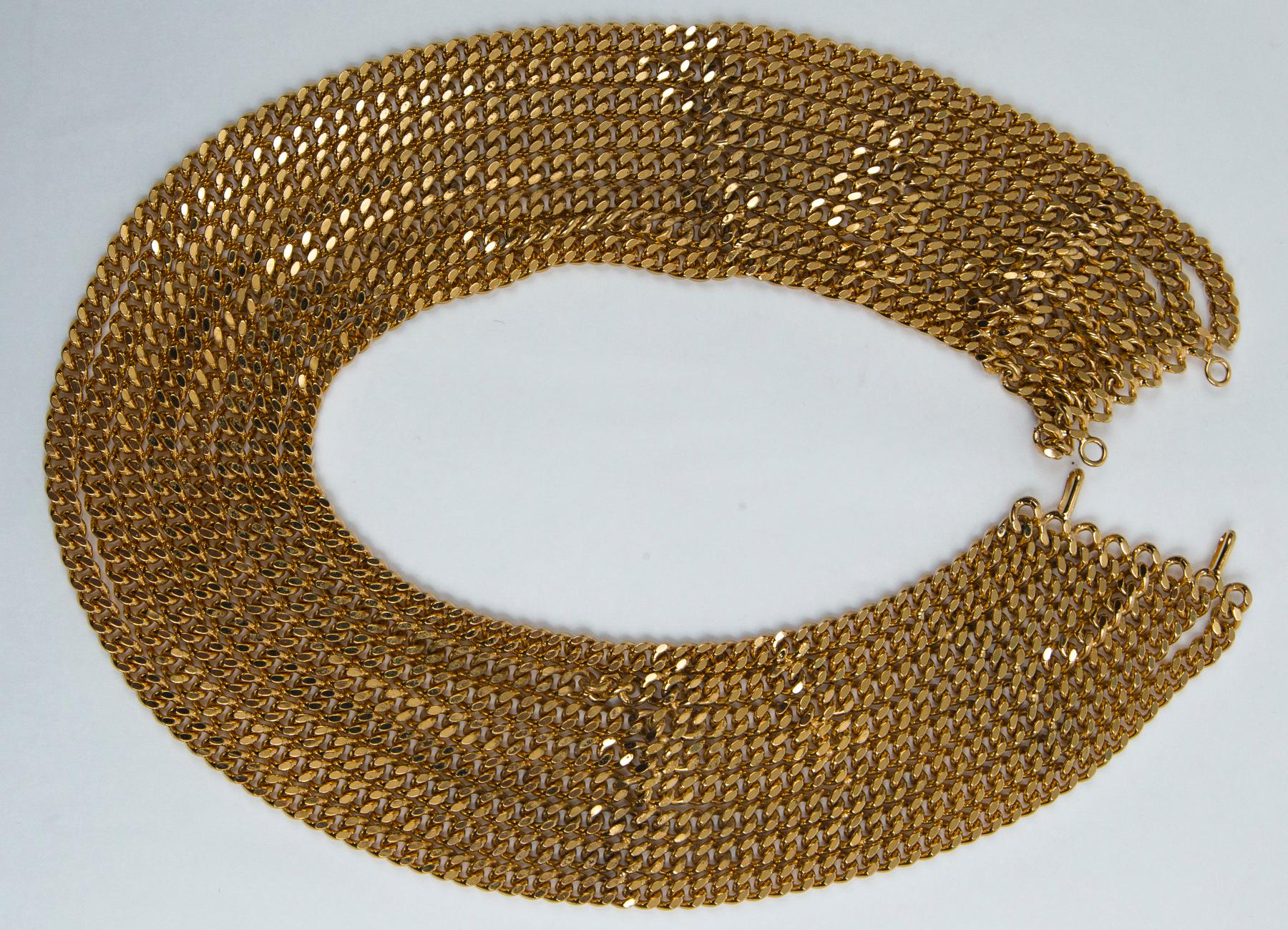 Chanel Multiple Layer Gold Chain Necklace In Good Condition In Westport, CT