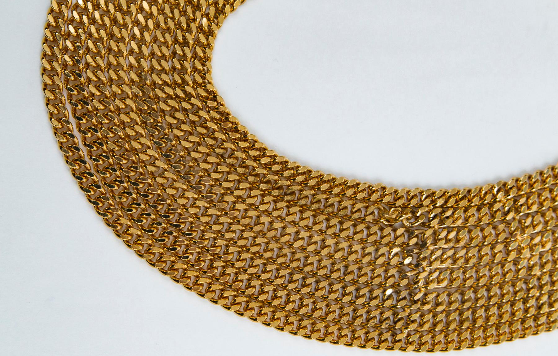 Women's or Men's Chanel Multiple Layer Gold Chain Necklace