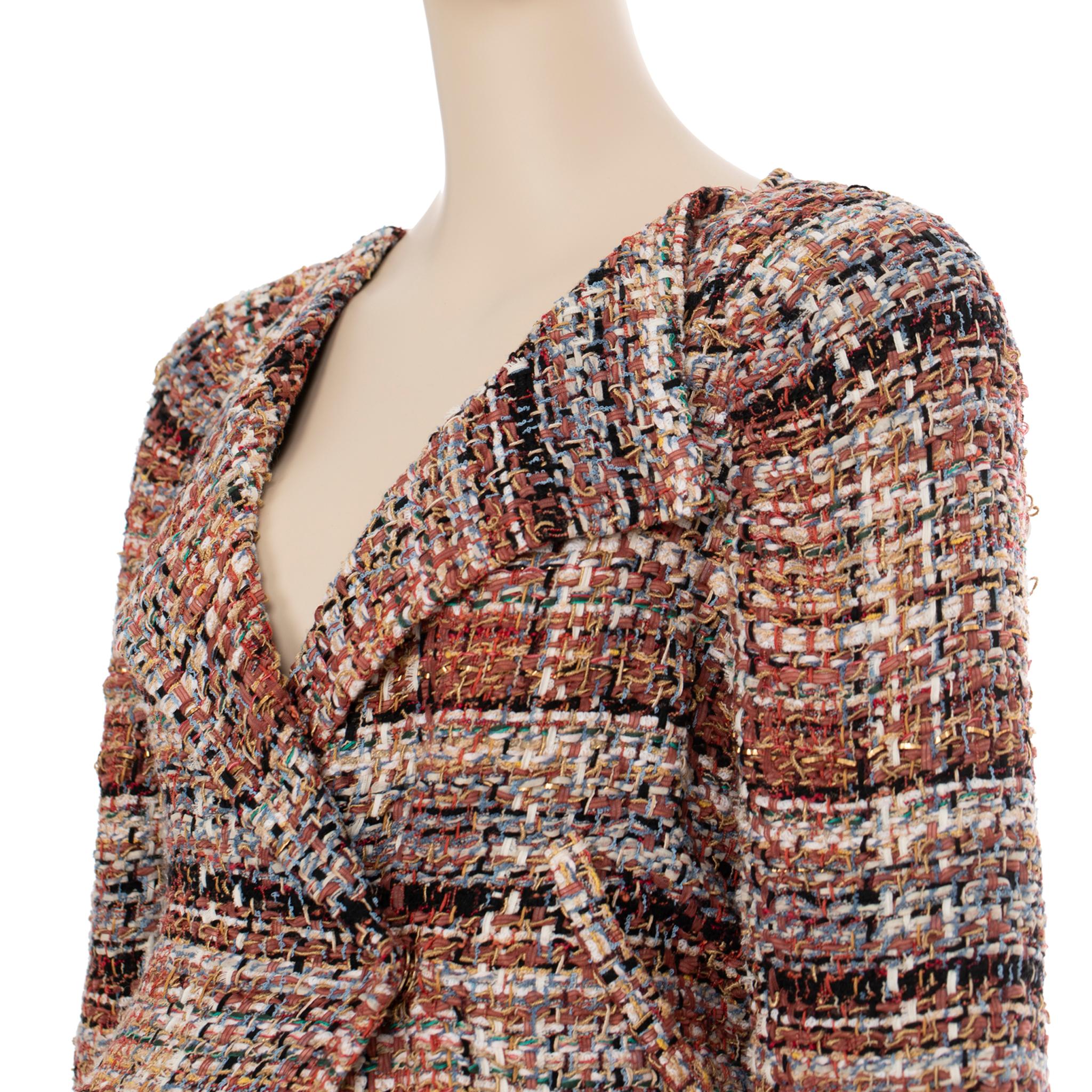 Chanel Multitone Fantasy Tweed Coat With Waist Belt 40 FR 6
