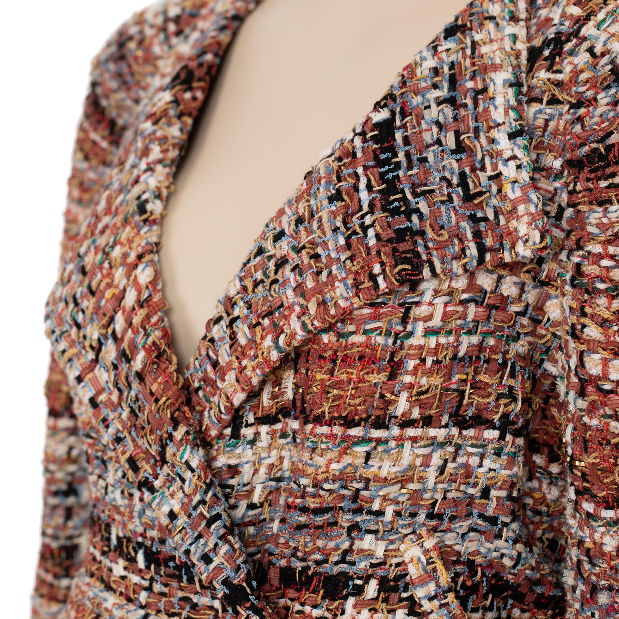 Chanel Multitone Fantasy Tweed Coat With Waist Belt 40 FR 7