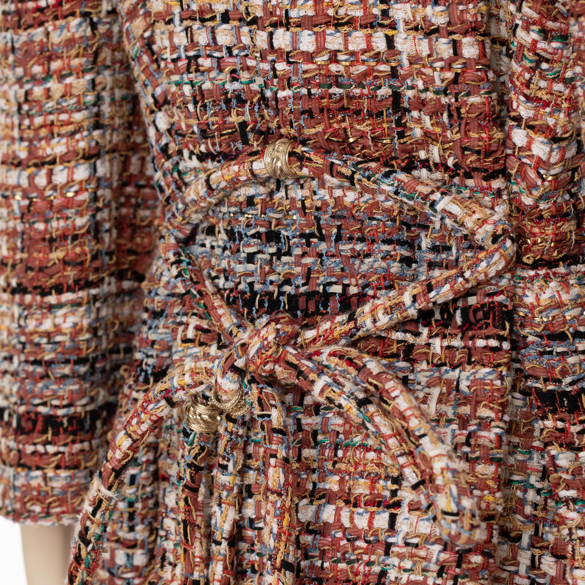 Chanel Multitone Fantasy Tweed Coat With Waist Belt 40 FR 1