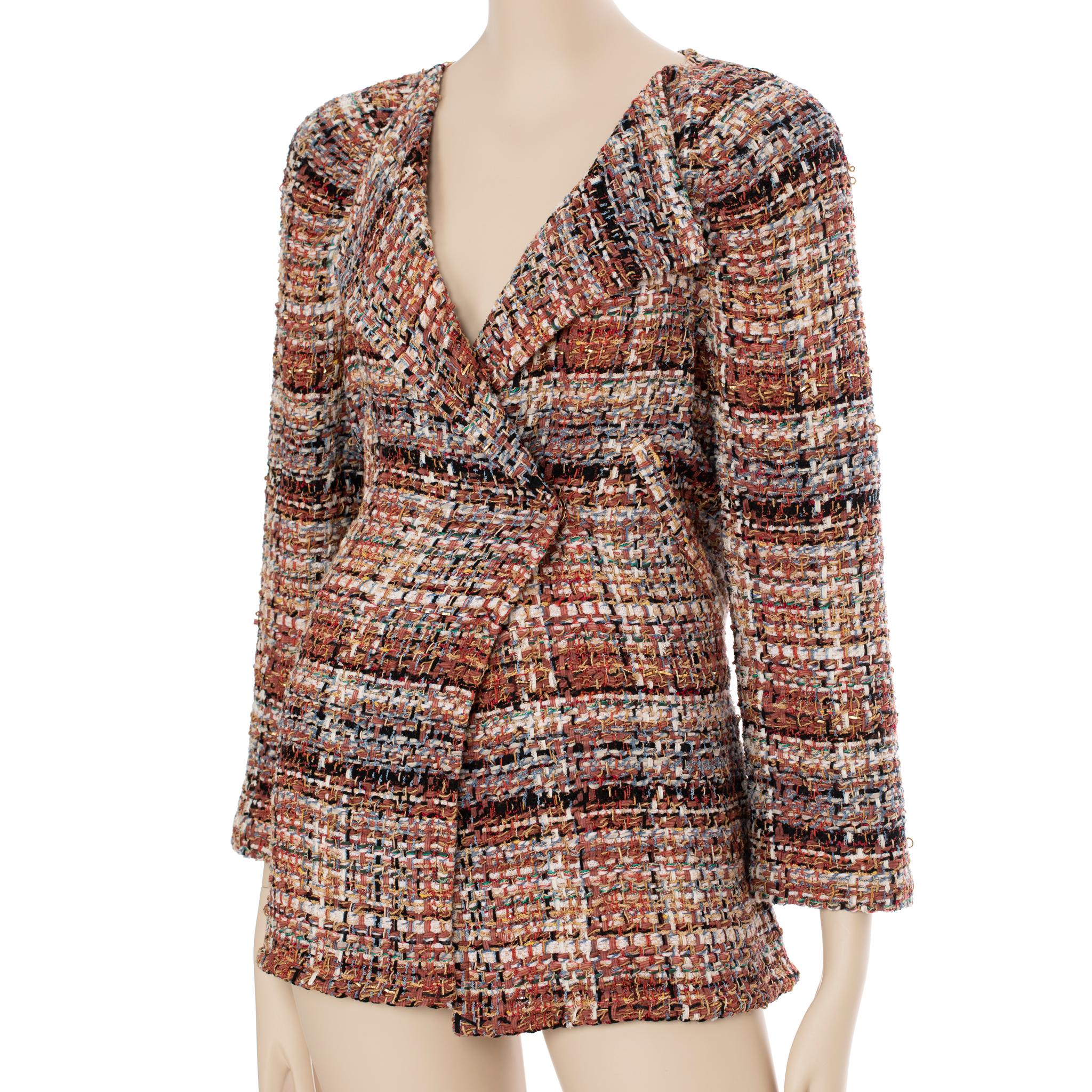 Chanel Multitone Fantasy Tweed Coat With Waist Belt 40 FR 5
