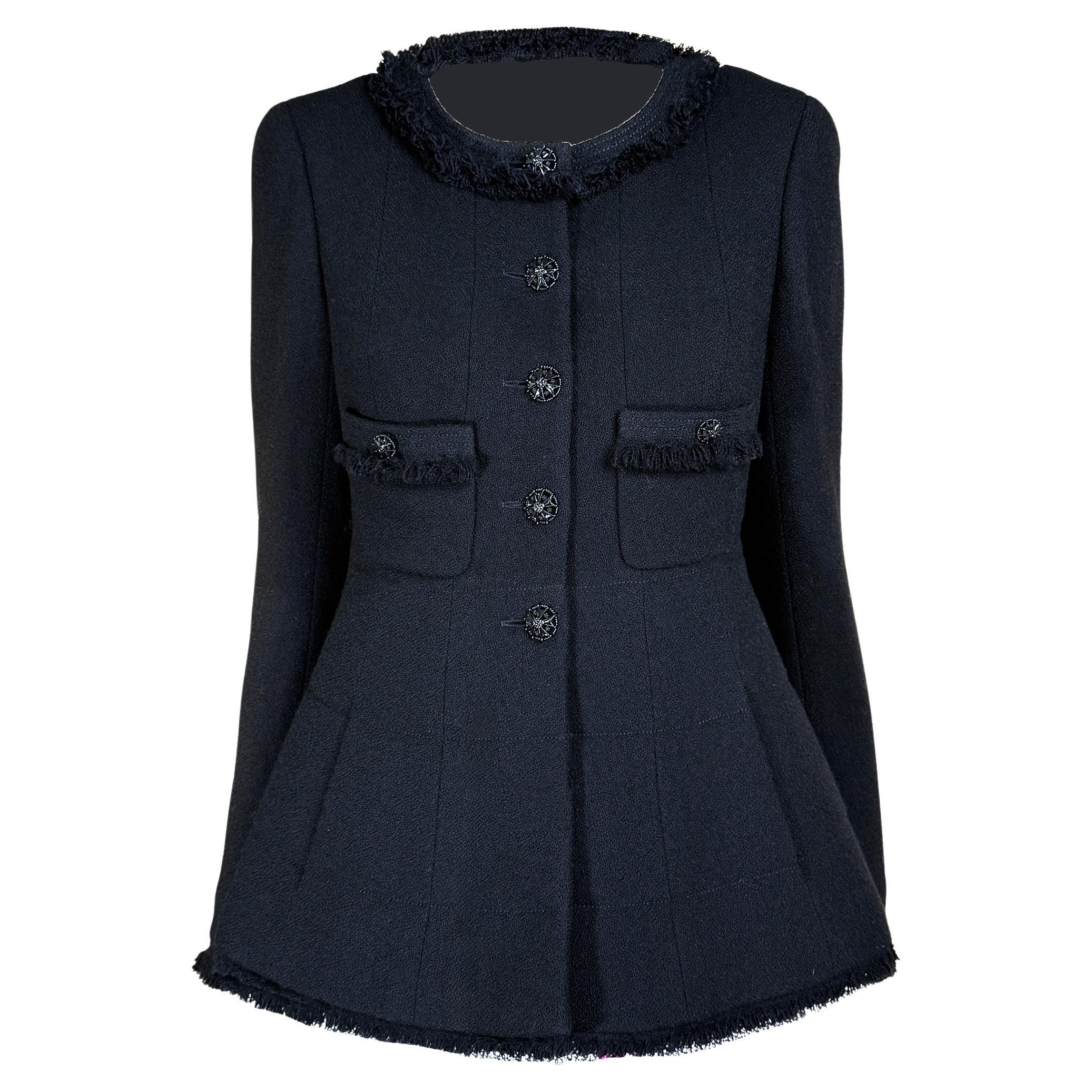 Chanel, giacca in tweed nero di grado museale 2008, 36 FR