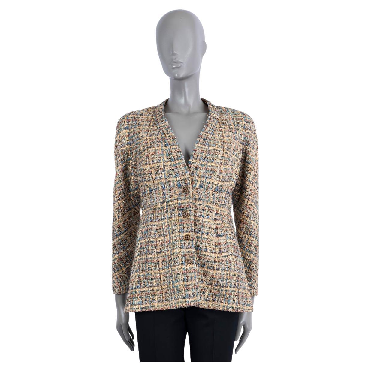 CHANEL mustard & multicolor 2019 19A NEW YORK LUREX TWEED Jacket 36 XS For Sale