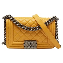 Chanel Mustard Quilted Leather Small Boy Flap Bag