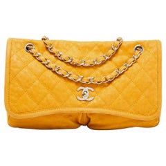 Chanel Mustard Quilted Nubuck Leather Natural Beauty Flap Bag