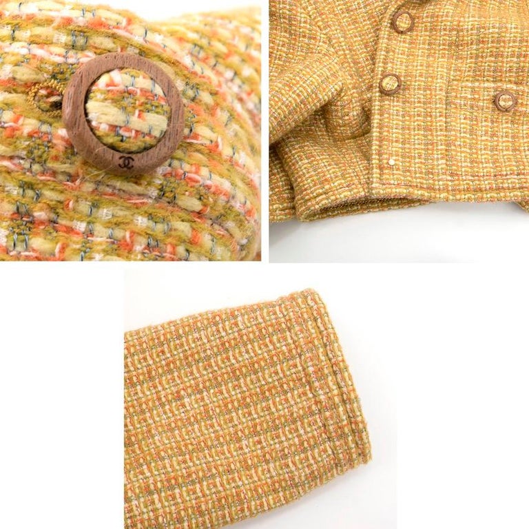 Chanel Mustard Tweed Cropped Jacket US 4 at 1stDibs