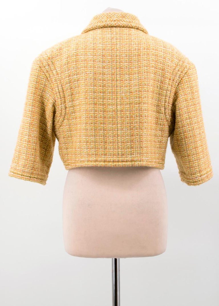Chanel Mustard Tweed Cropped Jacket US 4 at 1stDibs