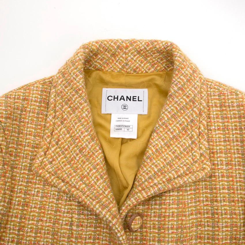 Beige Chanel Mustard Tweed Cropped Jacket US 4