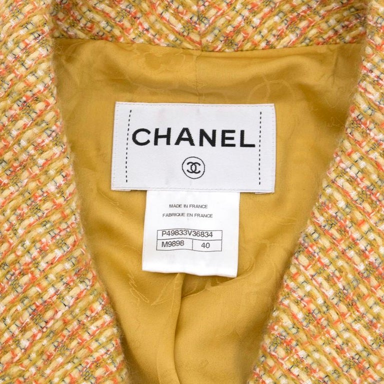 Chanel Mustard Tweed Cropped Jacket US 4 at 1stDibs