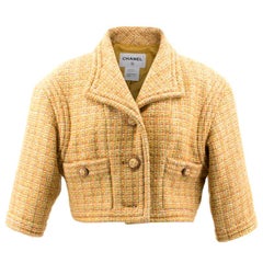Chanel Senf Tweed beschnittene Jacke US 4