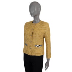 CHANEL mustard yellow 2023 23C MONTE CARLO COLLARLESS TWEED Jacket 40 M
