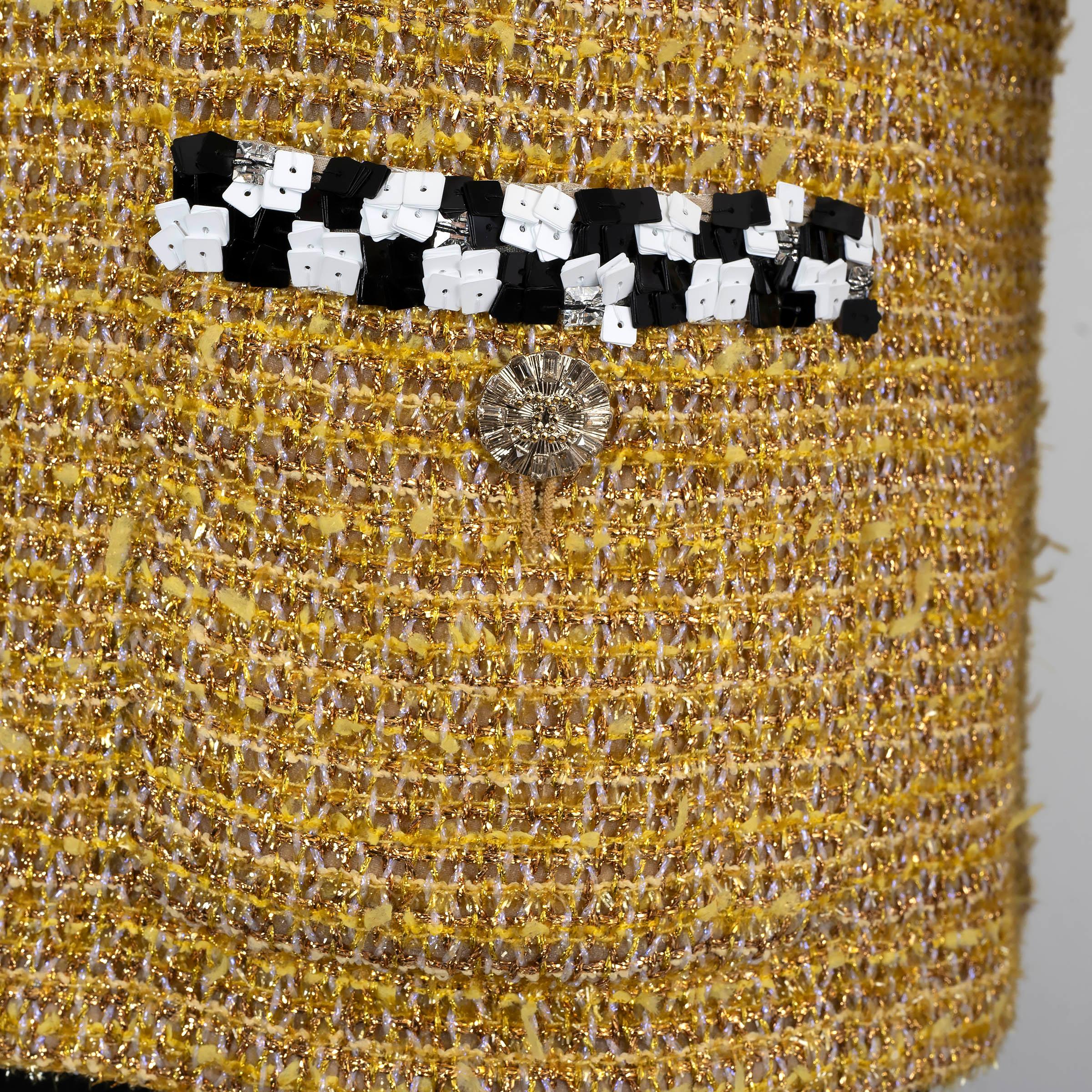 CHANEL mustard yellow 2023 23C MONTE CARLO COLLARLESS TWEED Jacket 40 M 3