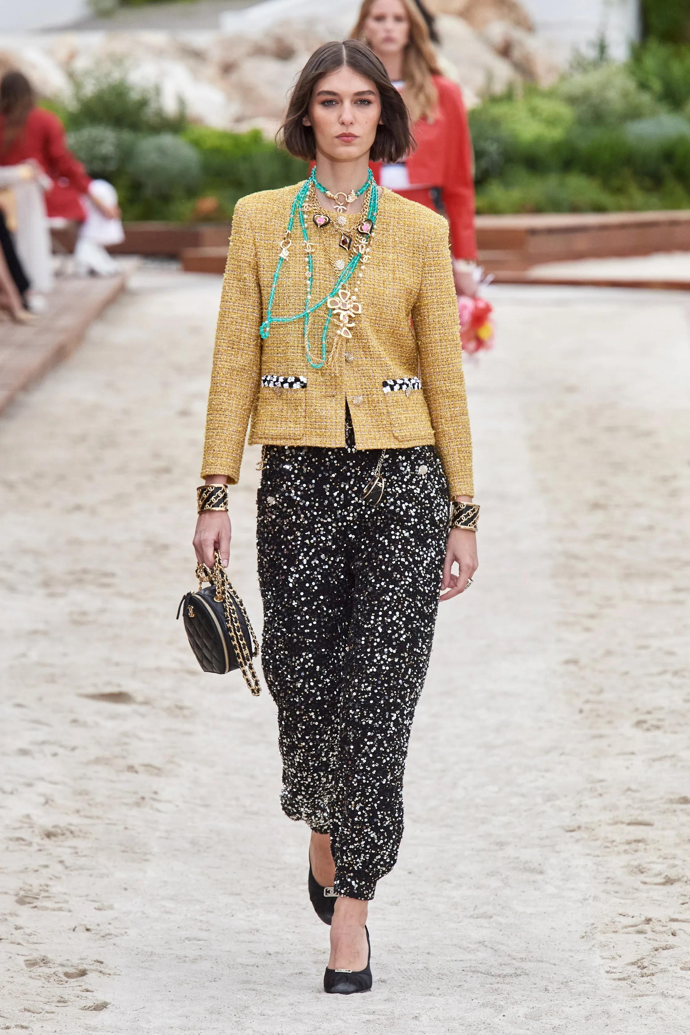 CHANEL mustard yellow 2023 23C MONTE CARLO COLLARLESS TWEED Jacket 40 M 6