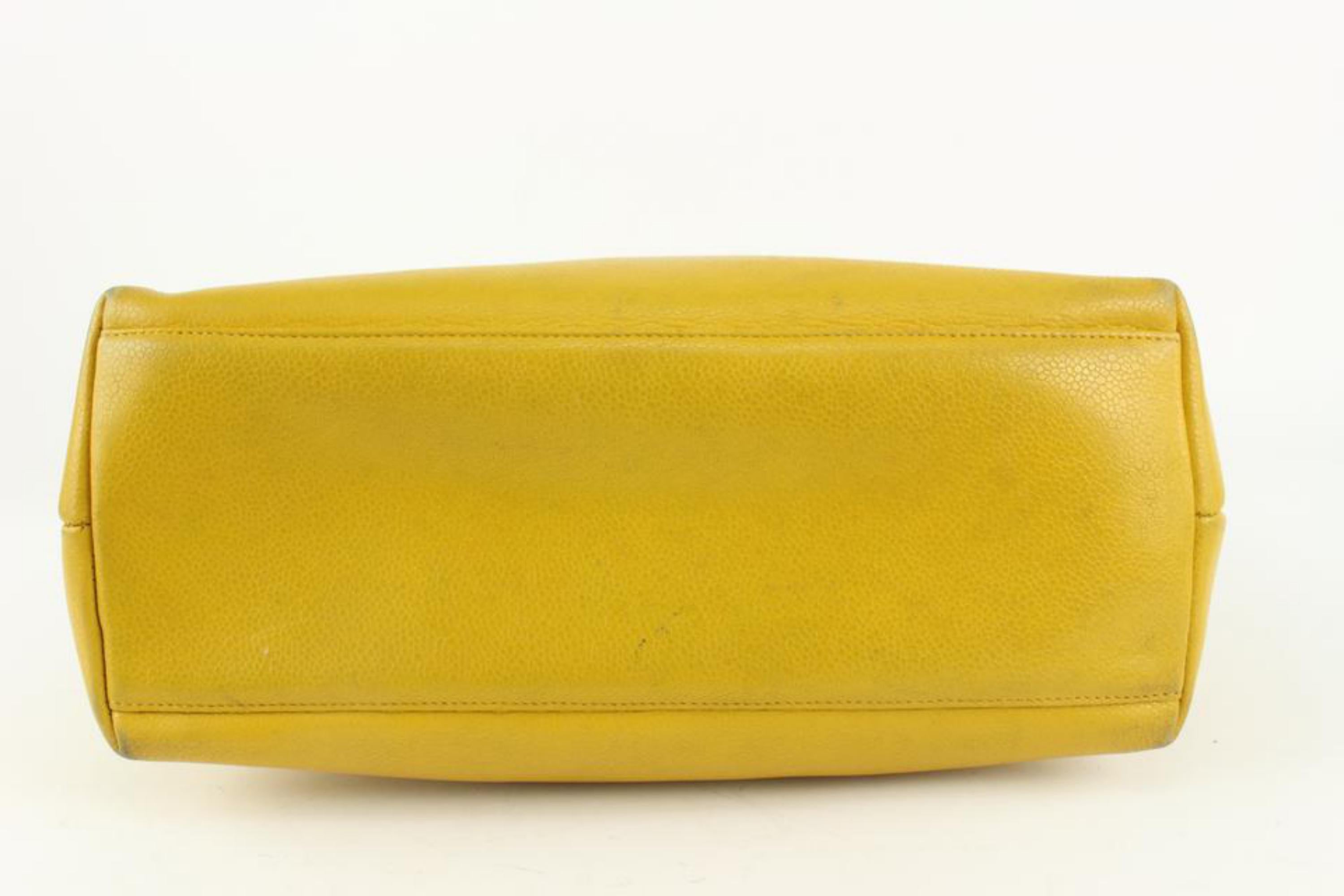 Chanel - Sac fourre-tout en cuir caviar jaune moutarde avec chaîne CC intemporelle, 1115c5 3