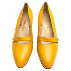 Chanel Mustard Yellow Lambskin CC Turn-Lock Shoes 