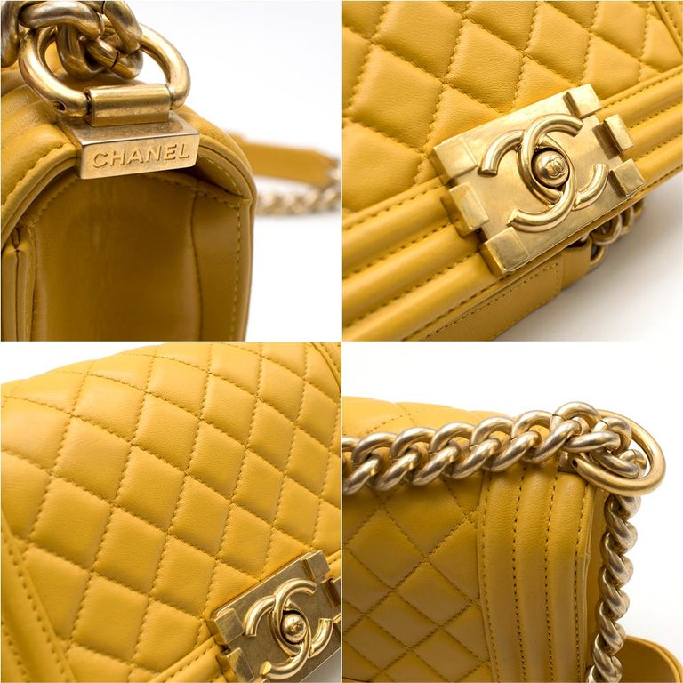 Chanel Mustard Yellow Small Boy Bag 20cm