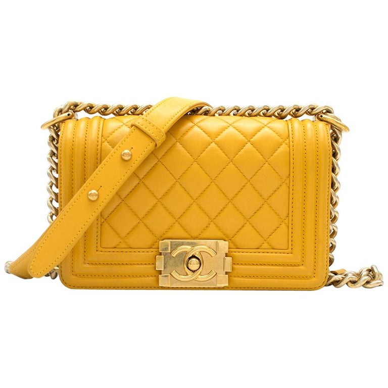 Chanel Mustard Yellow Small Boy Bag 20cm at 1stDibs