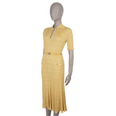CHANEL mustard yellow viscose 22P LUREX JERSEY KNIT Dress 36 XS