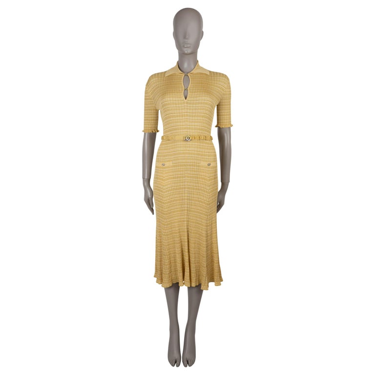 chanel jersey dress mustard yellow viscose 22P LUREX KNIT 36 XS For Sale at 1stDibs Dinner Jacket Unic