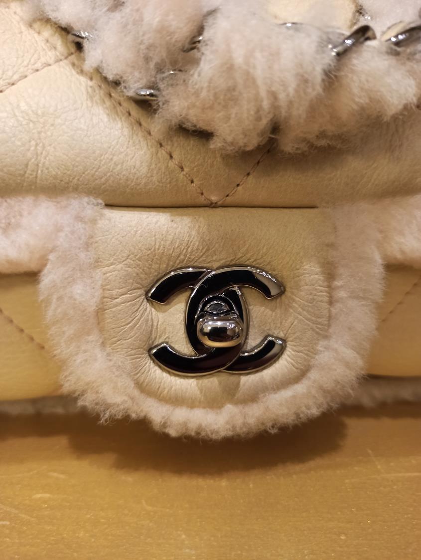 Beige Chanel Mutton Classic Bag