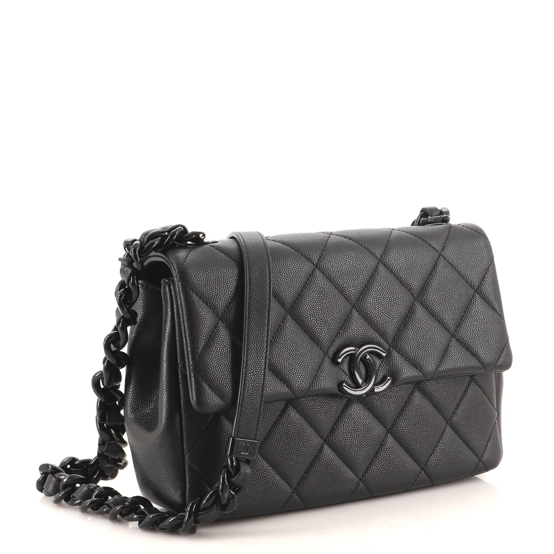 Chanel My Everything Klappentasche Gesteppt Kaviar Medium (Schwarz)