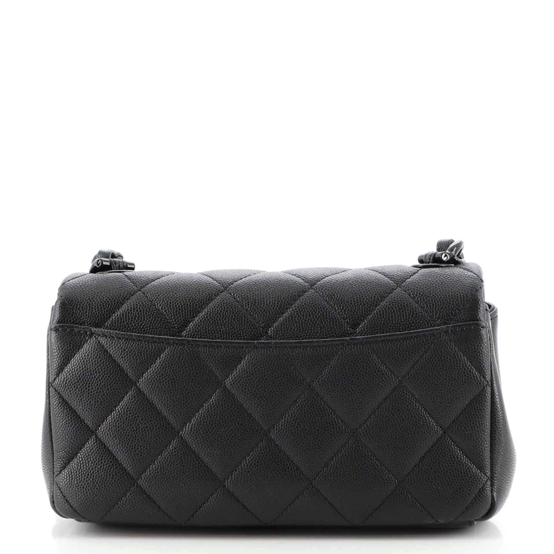 Black Chanel My Everything Flap Bag Quilted Caviar Small