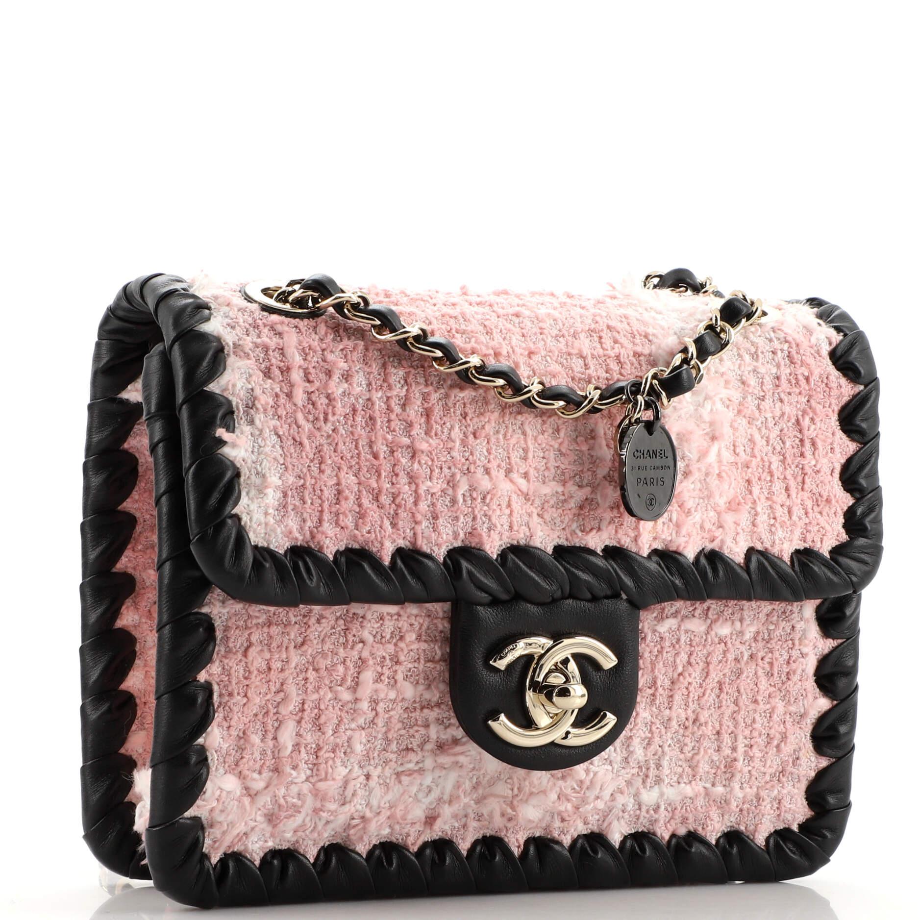 Chanel My Own Frame Flap Bag Quilted Tweed with Braided Calfskin Mini In Good Condition In NY, NY