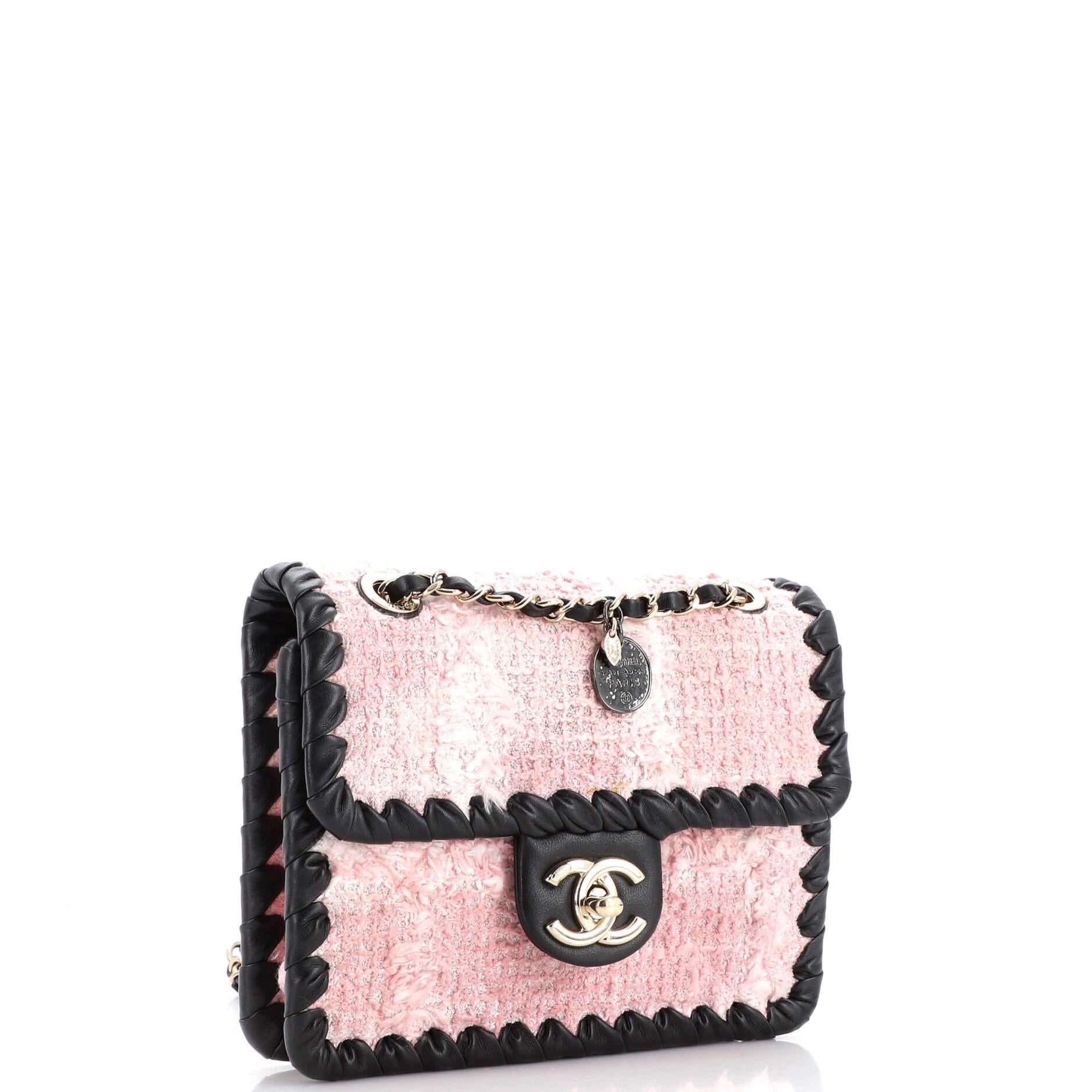 Chanel My Own Frame Flap Bag Quilted Tweed with Braided Calfskin Mini In Good Condition In NY, NY