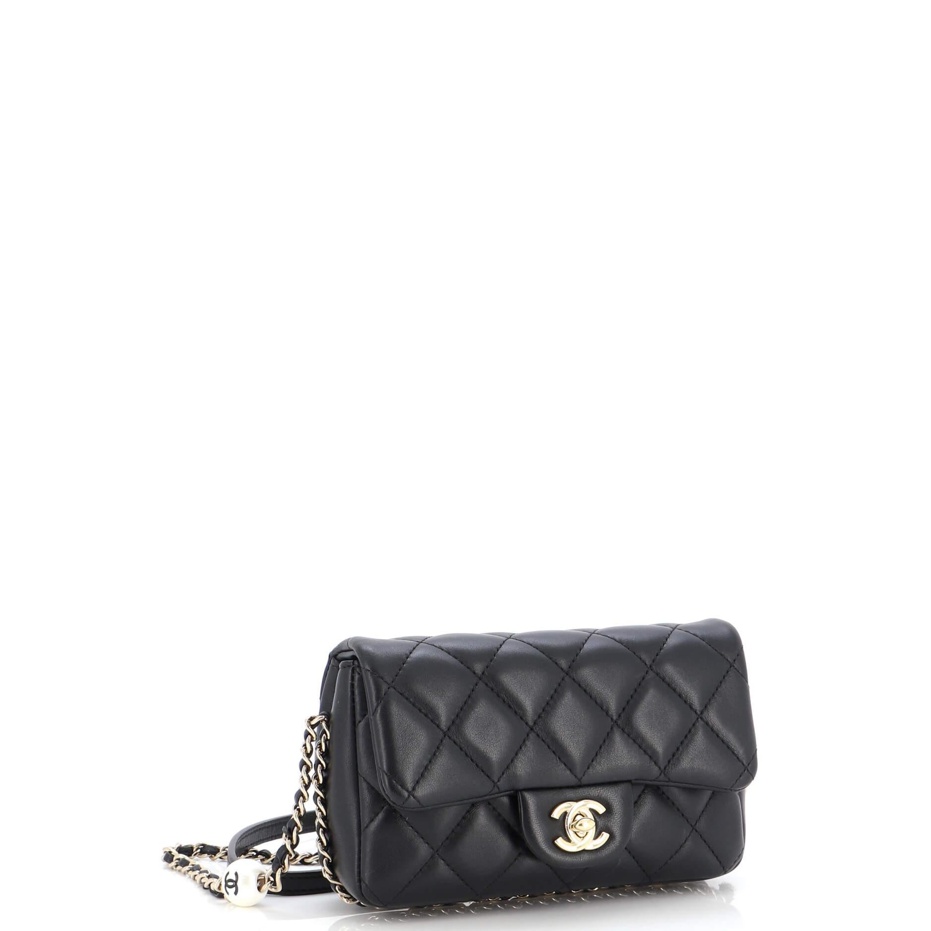 Chanel My Precious Pearls Chain Flap Bag Quilted Lambskin Small In Good Condition In NY, NY