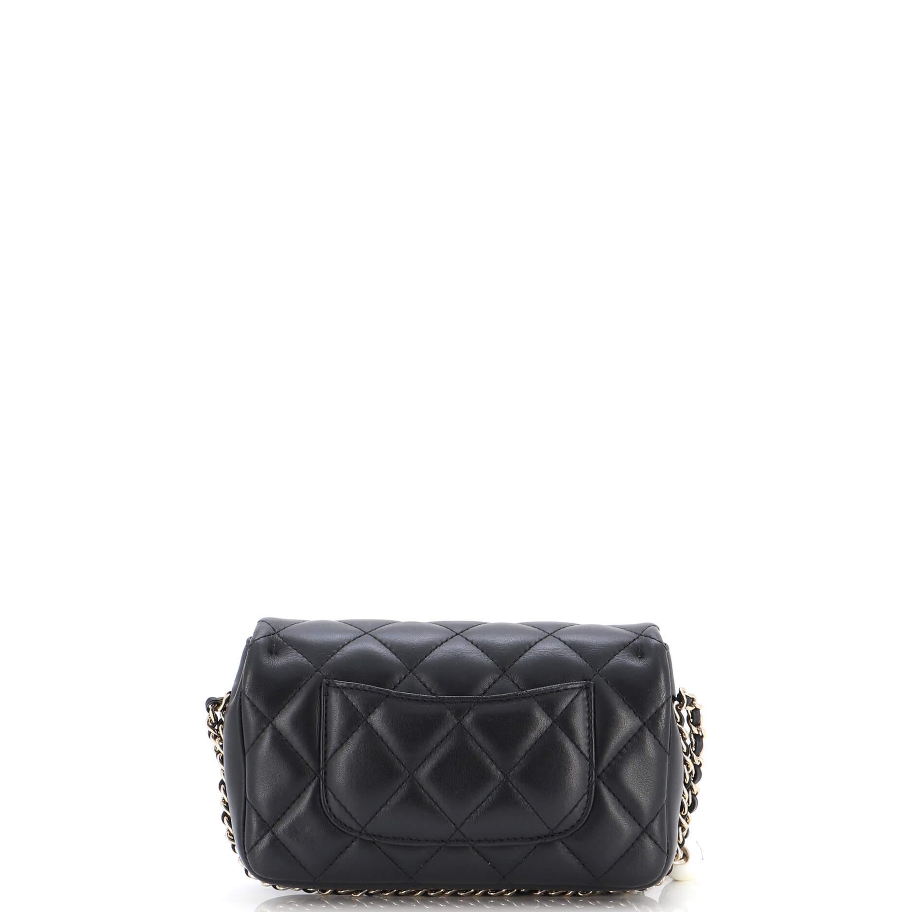 Women's or Men's Chanel My Precious Pearls Chain Flap Bag Quilted Lambskin Small
