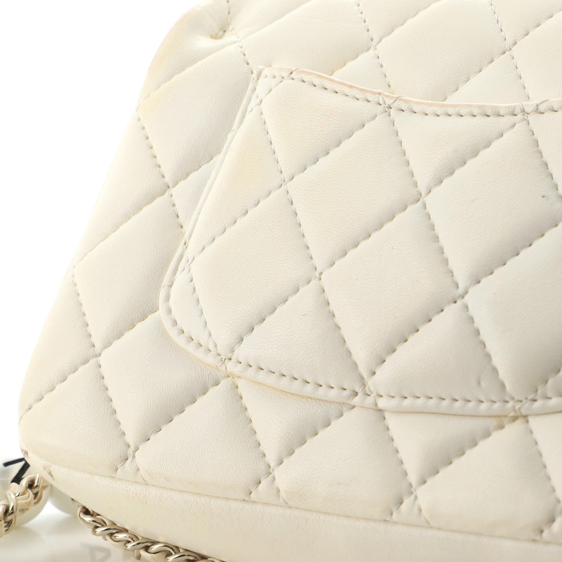 Women's or Men's Chanel My Precious Pearls Chain Flap Bag Quilted Lambskin Small