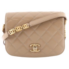 Chanel My Sweet CC Full Flap Messenger Bag Quilted Shiny Calfskin with Suede