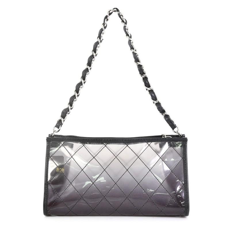 Gray Chanel Naked Chain Pochette Quilted PVC