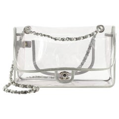 Chanel Lambskin PVC Sand By The Sea Flap Bag With Pearl Strap