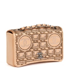 CHANEL Naked Nude Swarovski Strass Satin Vintage Mini Flap Bag