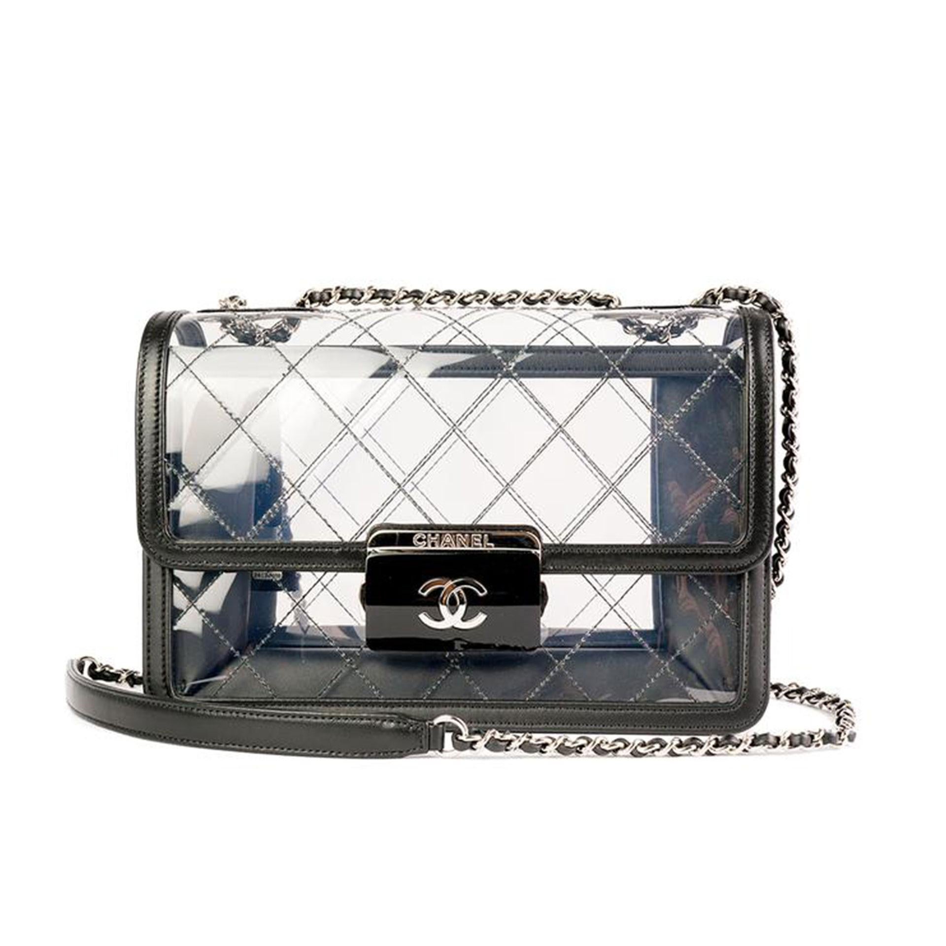 Black Chanel Naked Transparent Multi Compartment Flap Bag