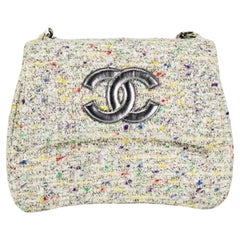 Chanel Nameplate Tweed Top Handle CC Logo Multicolor Clutch