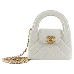 CHANEL NANO "KELLY" BAG WHITE Lambskin Leather with Gold-Tone Hardware