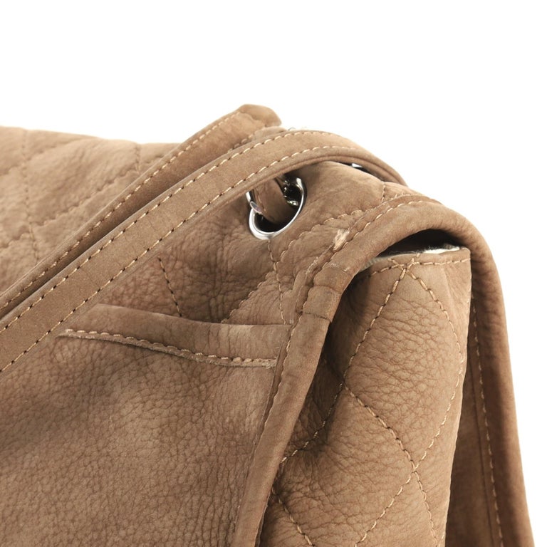 Chanel Natural Beauty Split Pocket Flap Bag Quilted Nubuck Large