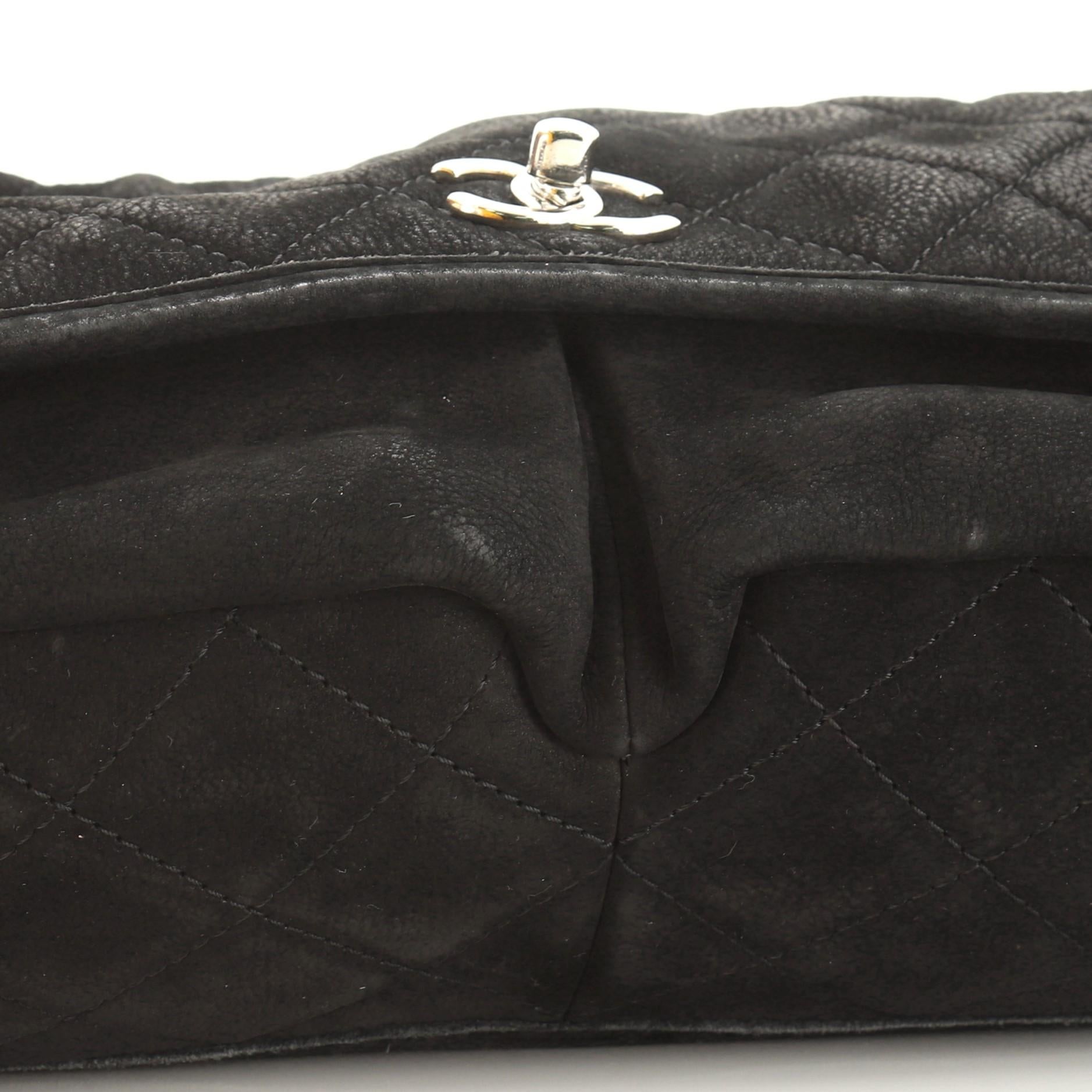 Chanel Natural Beauty Split Pocket Flap Bag Quilted Nubuck Large 2
