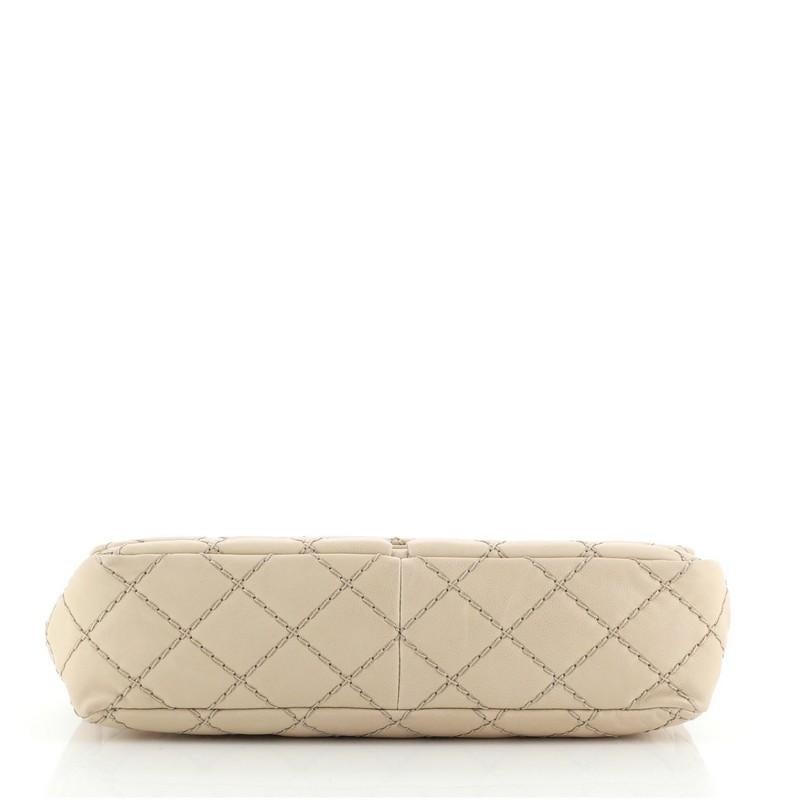 Chanel Natural Beauty Split Pocket Flap Bag Stitched Calfskin Medium In Fair Condition In NY, NY