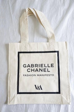 Chanel Natural Beige Logo Organic Cotton Canvas Square Tote Bag V&A Handmade New