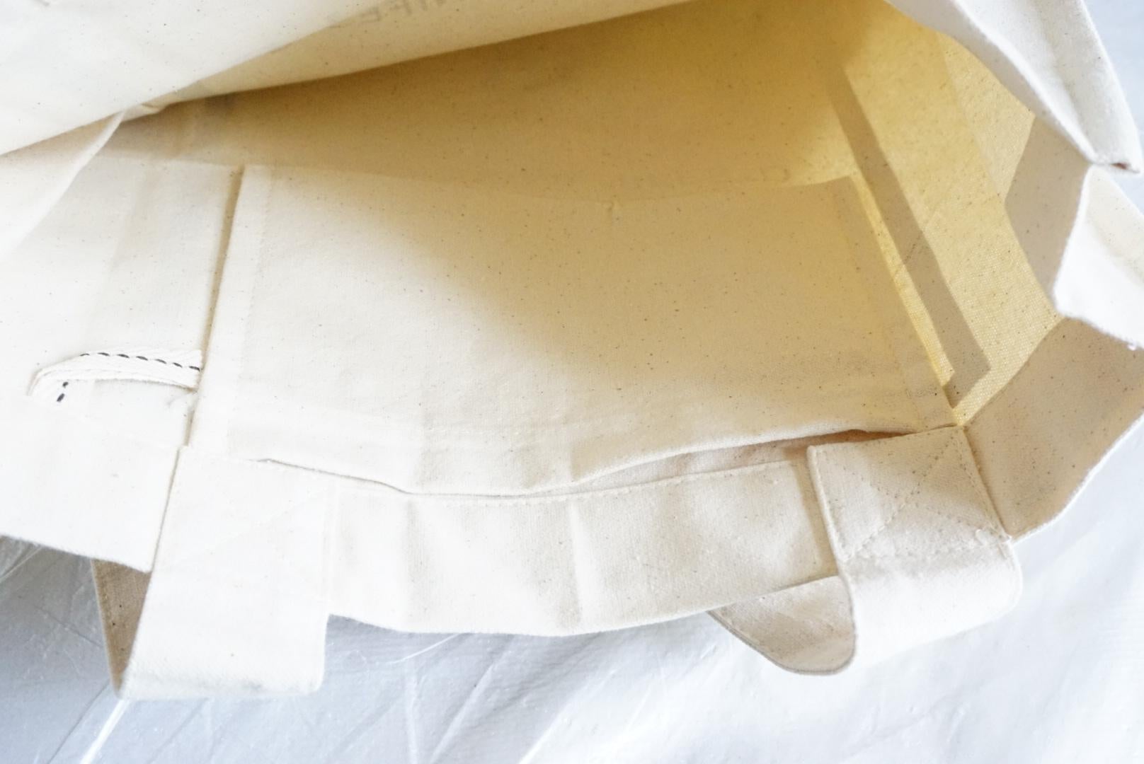 Women's or Men's Chanel Natural Beige Logo Organic Cotton Canvas Square Tote Bag V&A Handmade New For Sale