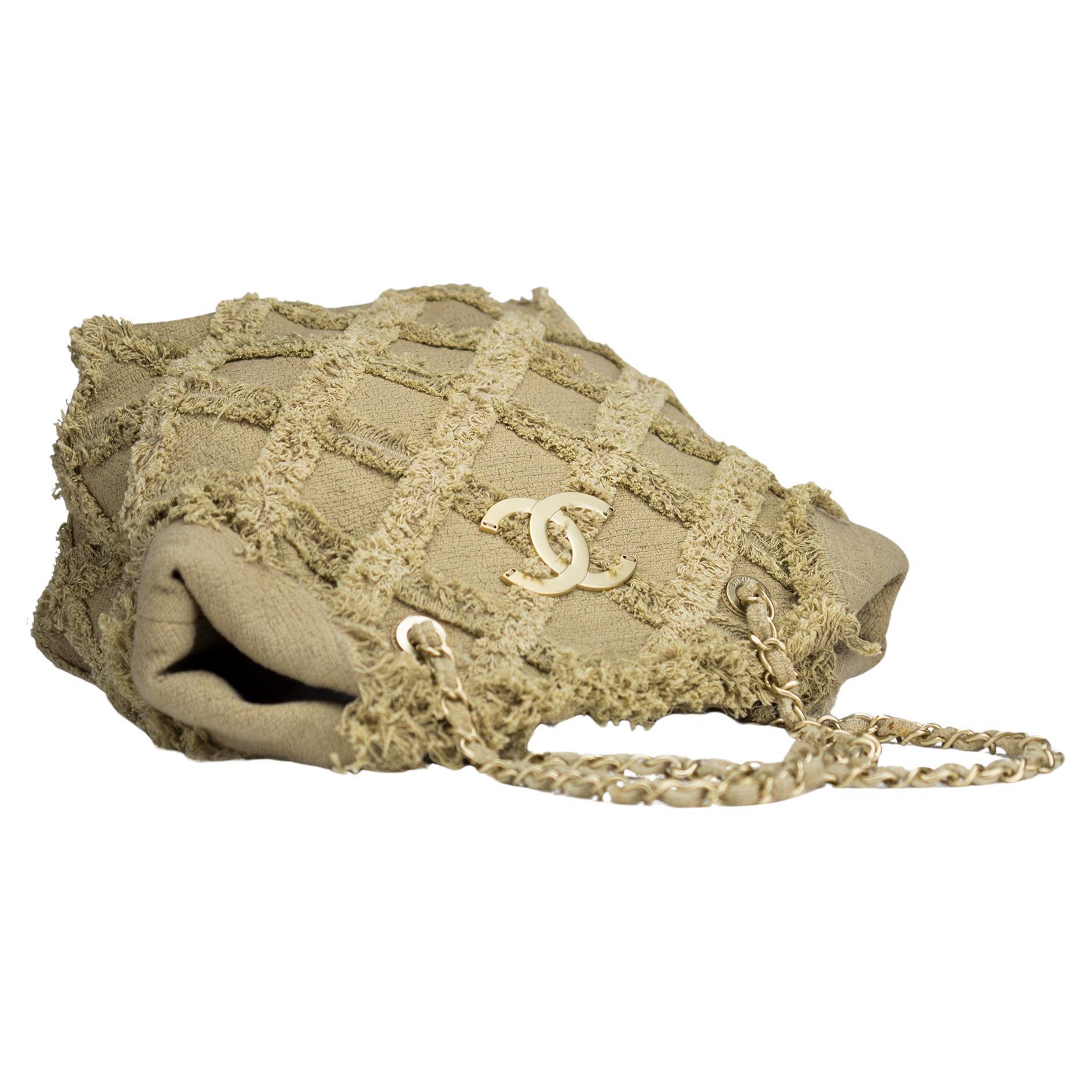 Women's or Men's Chanel Nature Beige Organic Rope Woven Quilted Tweed Tote For Sale