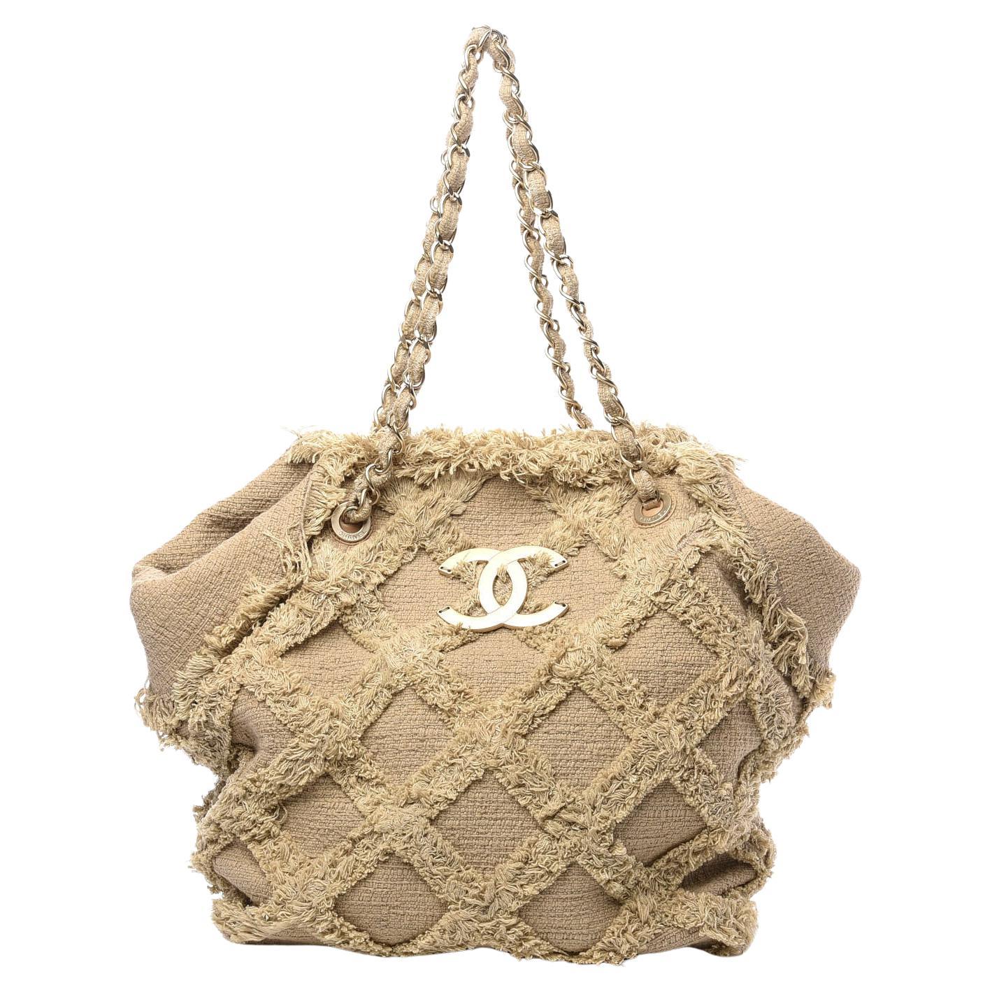 Chanel Nature Beige Organic Rope Woven Quilted Tweed Tote
