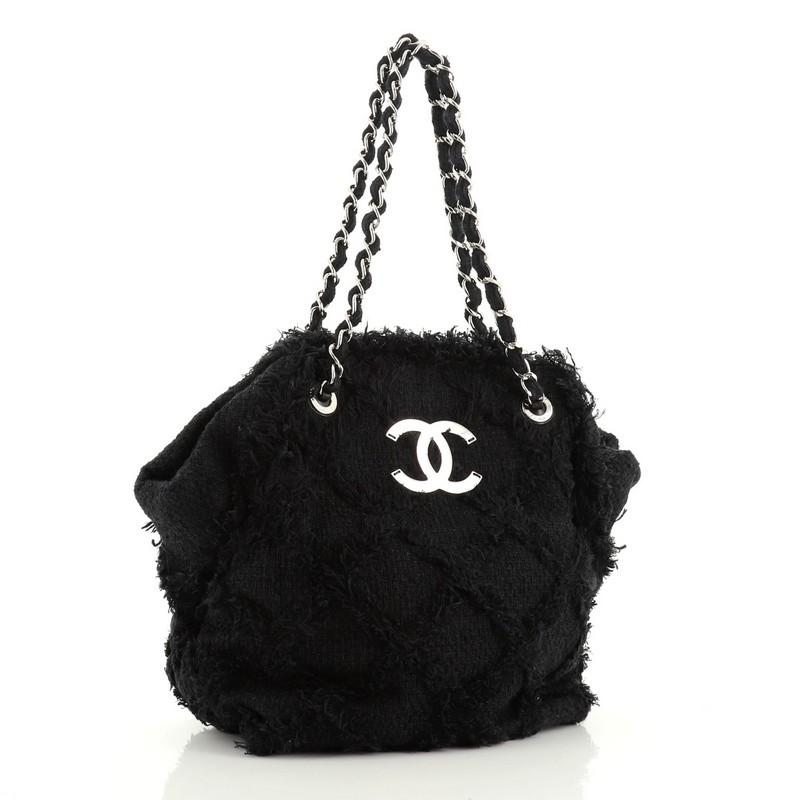 Black Chanel  Nature Tote Quilted Tweed